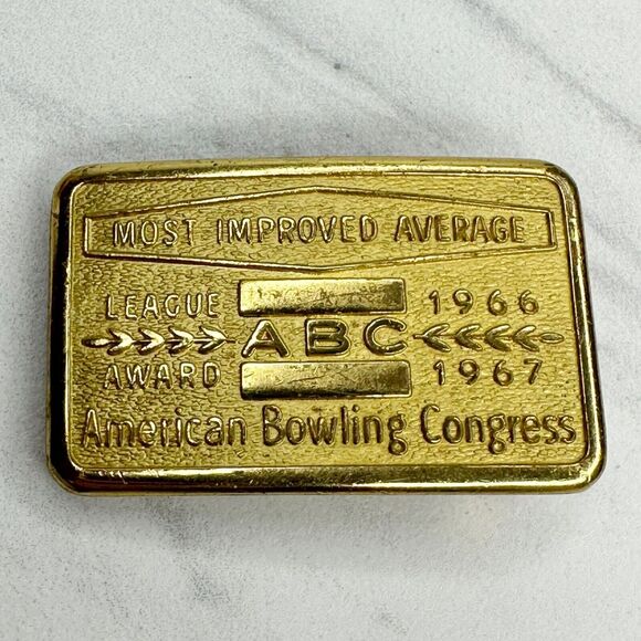 Vintage 1966 American Bowling Congress Most Improved Belt Buckle ✨ - Picture 1 of 14